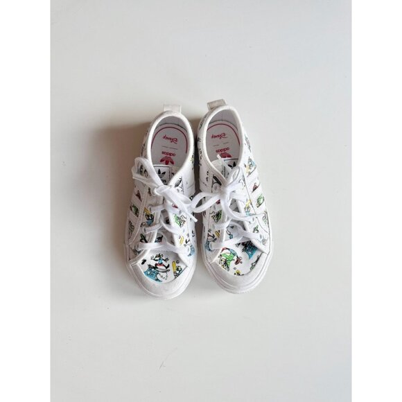 Kids' ADIDAS x DISNEY Nizza Goofy White Canvas Low Top Sneakers, Size 13 - Picture 2 of 16